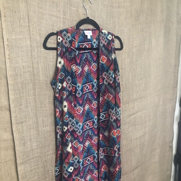 Lularoe Joy Cardigan Vest SZ S Aztec Tribal Print - Picture 2 of 7